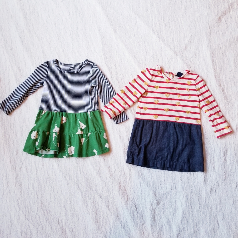 Lot of 2 2T Gap & Tea Long Sleeve Pullover Dresses